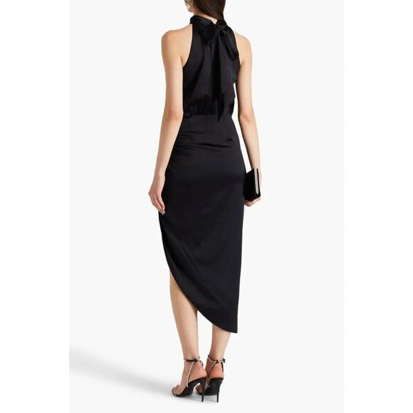 Veronica Beard Dress Sz 16 Women’s Black Silk Halter Asymmetrical Cocktail Gown - Picture 3 of 12